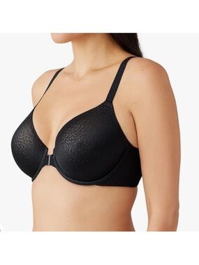 Wacoal Like New! Back Appeal Front-Closure Black T-Shirt Bra Tone-on-Tone 36D